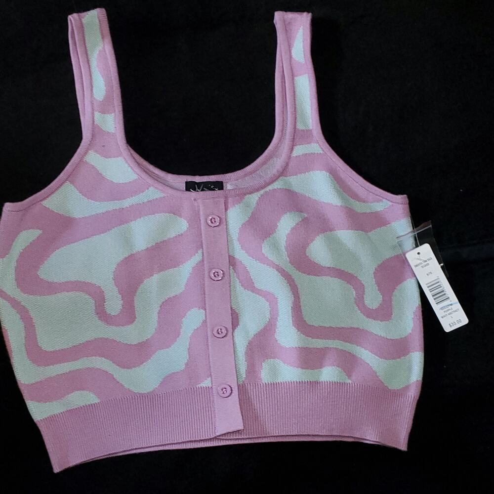 Justify Purple and Blue Marble Swirl Cropped Sweater Tank Top Size Large New